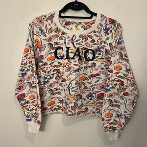 Anthropologie “Ciao” Graphic Cropped Sweatshirt
